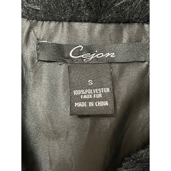 Size Small BLACK SHAGGY FAUX-FUR POCKETED OUTERWEAR VEST Coat Jacket Fall Winter - Picture 4 of 5